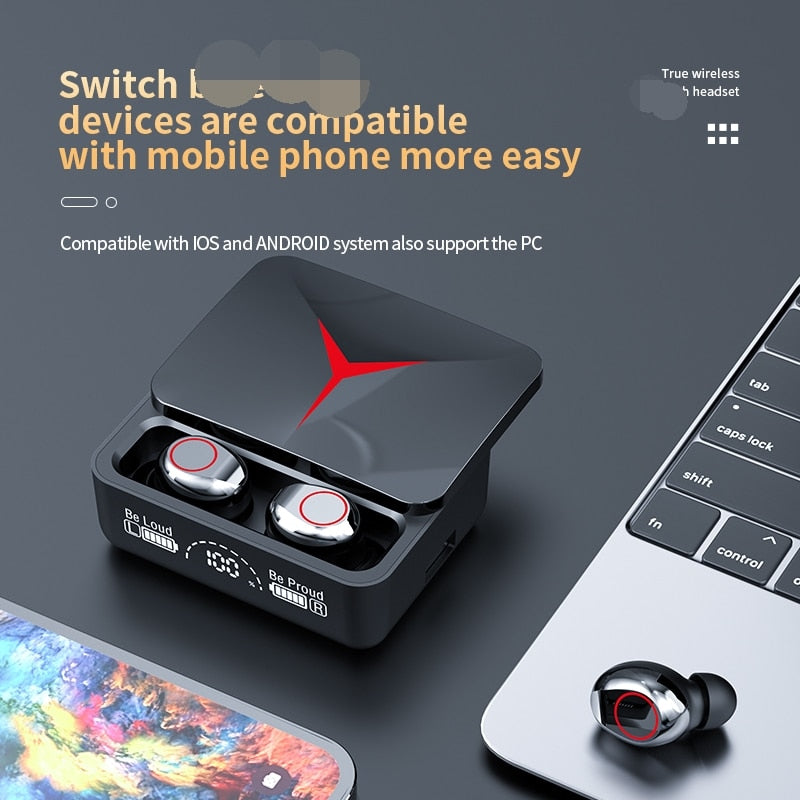 M90 Pro Earbuds TWS Earbuds 5.3 LED Light Wireless Earphone Gaming Earphones